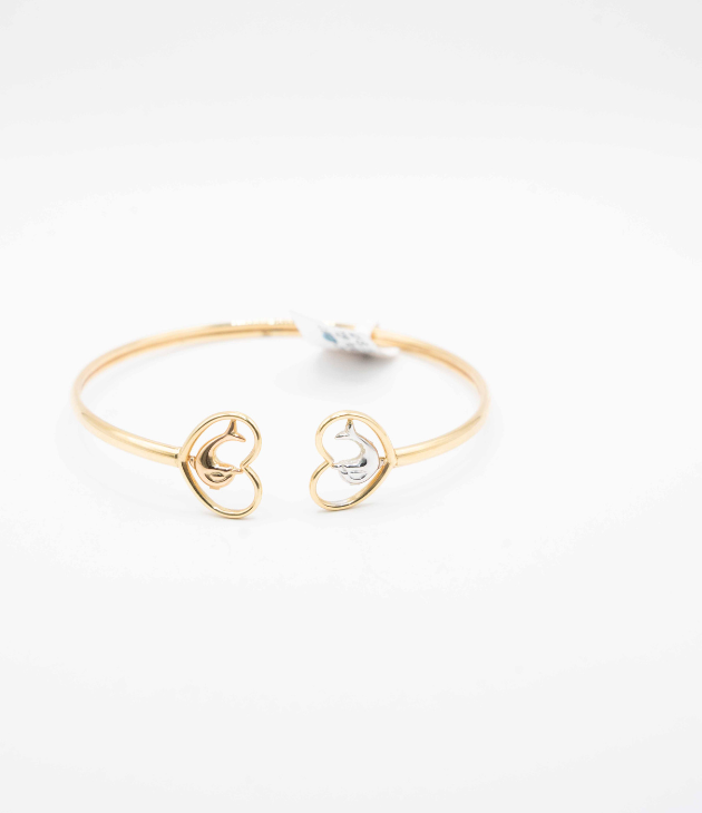 Two-Tone Dolphin Heart Bypass Bangle