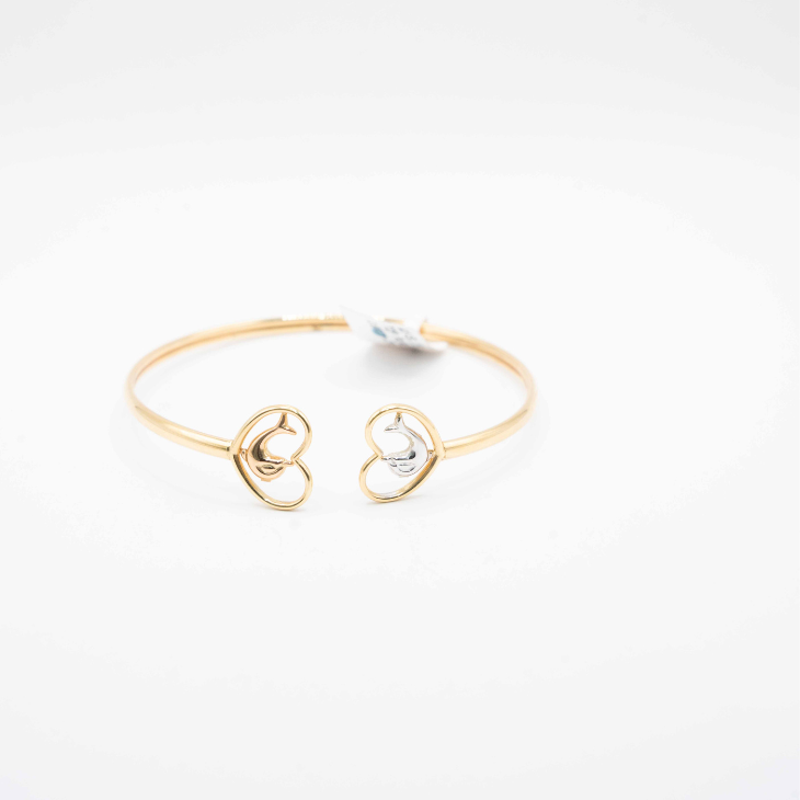 Two-Tone Dolphin Heart Bypass Bangle